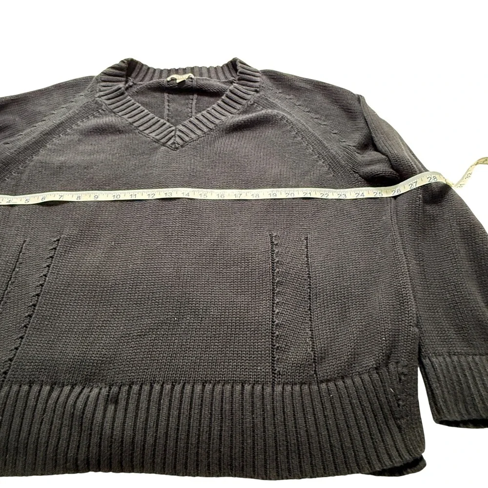 J.CREW V-Neck Sweater WMS XL NAVY Cotton‎ Oversized Side Slit Raglan Knit